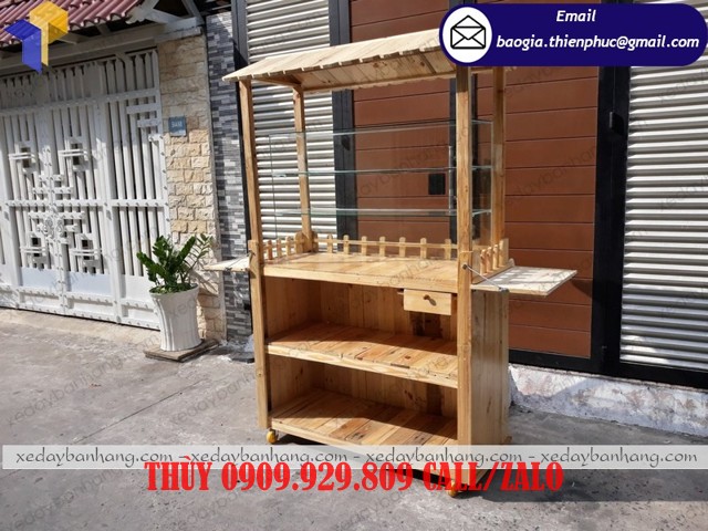 tủ gỗ bán trà sữa nhà làm