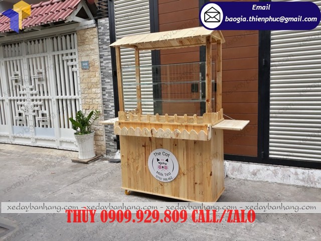 xe gỗ bán trà sữa giá rẻ