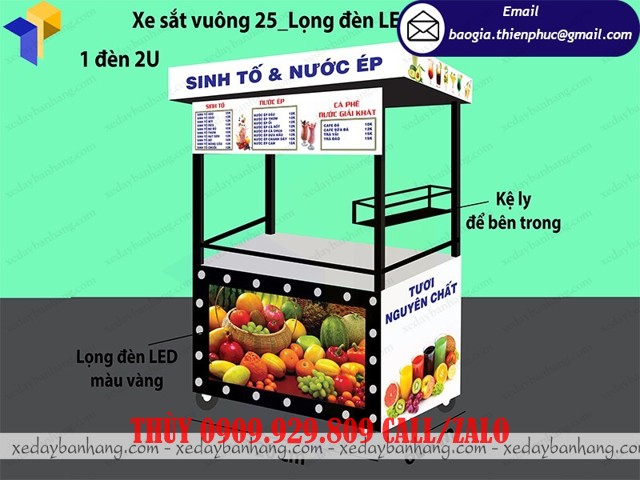 thiết kế xe đẩy bán nước ép