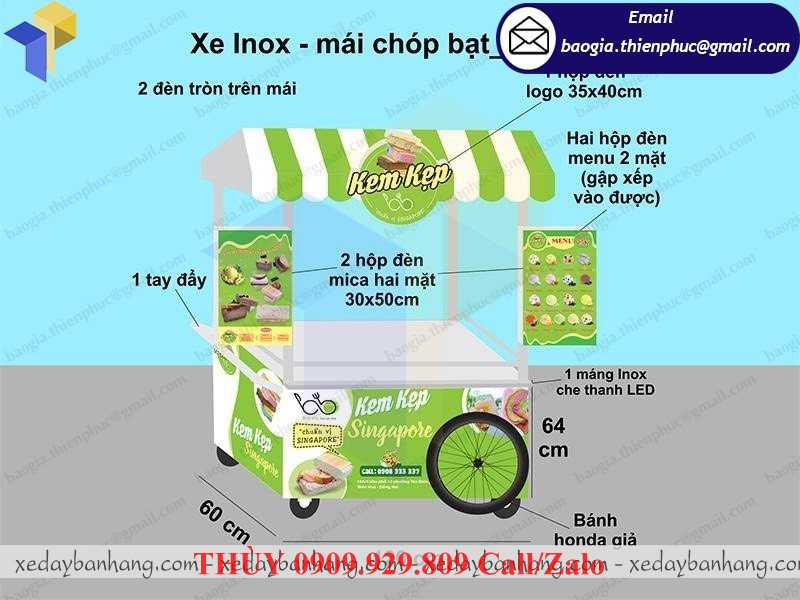 mẫu xe bán kem kẹp trà xanh