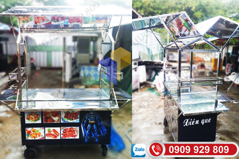 xe bán xiên que nướng inox