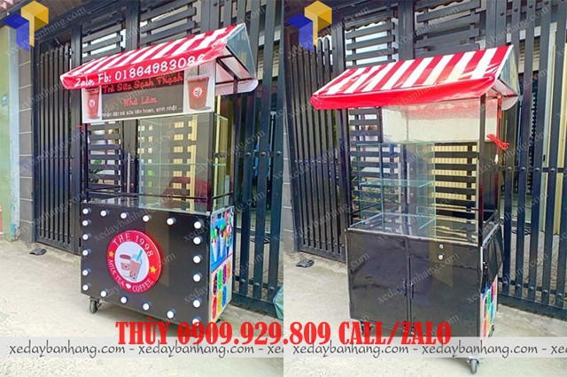 xe đẩy bán trà sữa vỉa hè