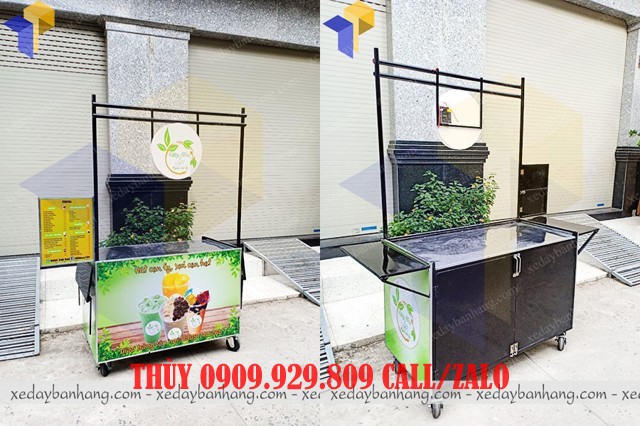 xe đẩy bán trà sữa đường đen