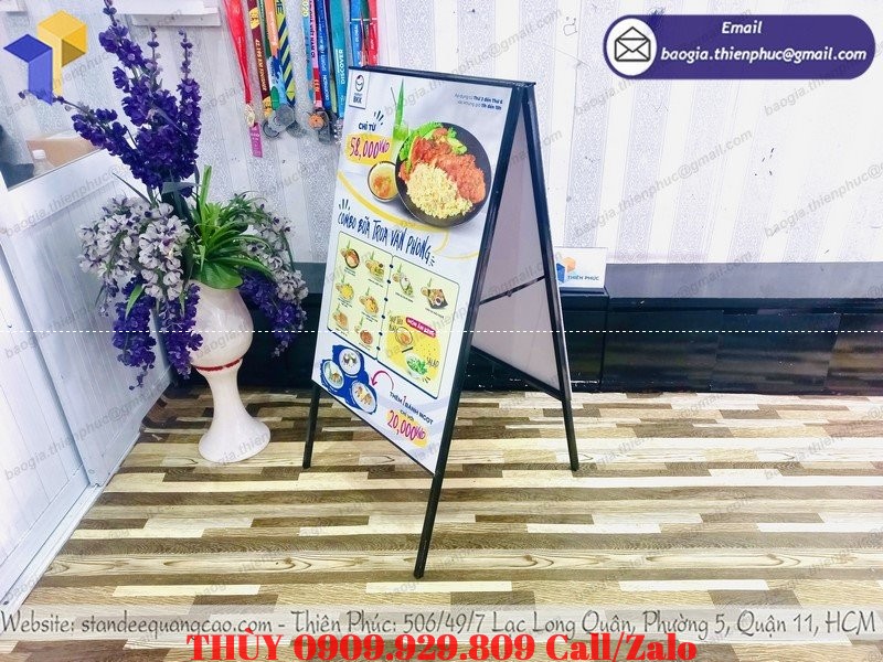 báo giá standee khung chữ a thiết kế menu