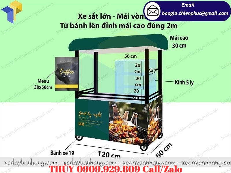 đặt làm tủ bán cafe lưu động
