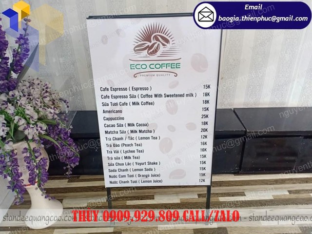 standee a in menu quảng cáo