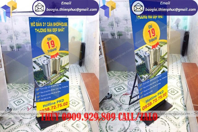 standee đế sắt chịu gió