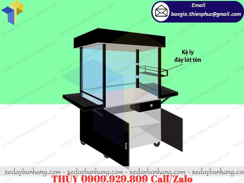 thiết kế tủ bán trà sữa