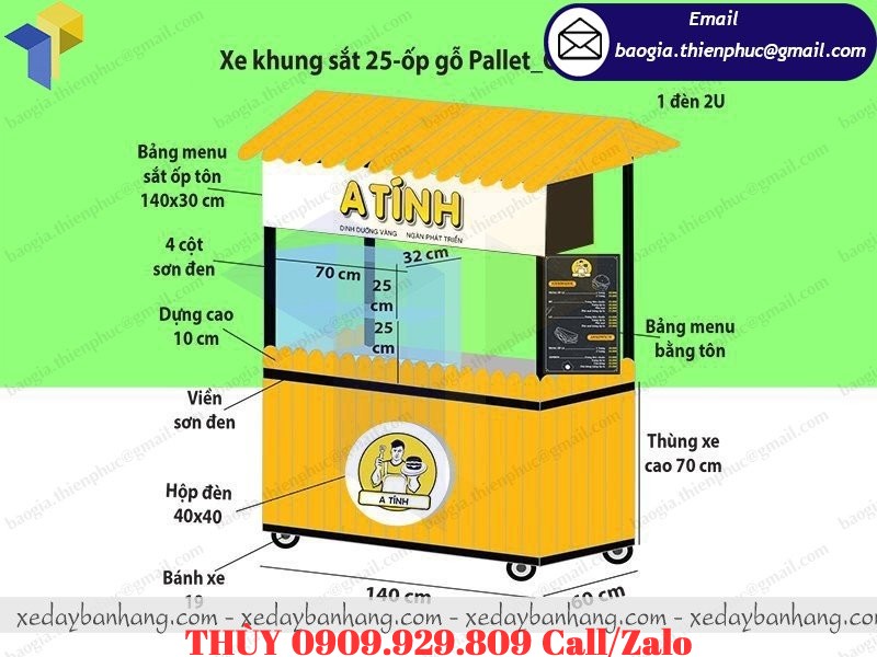 tủ gỗ bán bánh mì chả cá