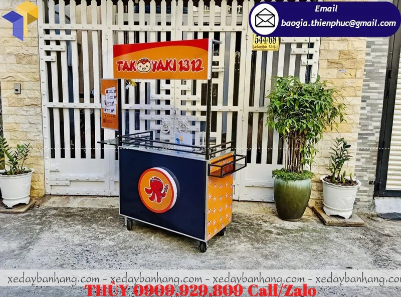 xe bán bánh bạch tuộc nhỏ gọn đường phố lưu động