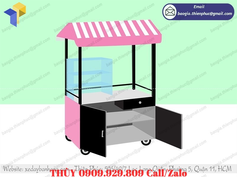 xe bán cá viên lưu động bằng sắt