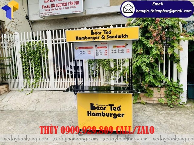 xe đẩy bán bánh mì hamburger đẹp